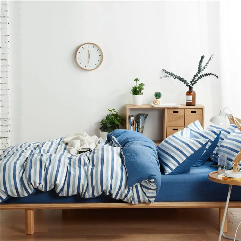 

Hot Sale High Quality Water washed cotton fabric 3 pcs quilt cover king queen twin 1 pcs Duvet cover+2 Pillowcase Free Shipping