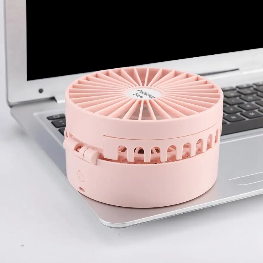 Портативный складной мини вентилятор с usb зарядкой зеркалом для макияжа