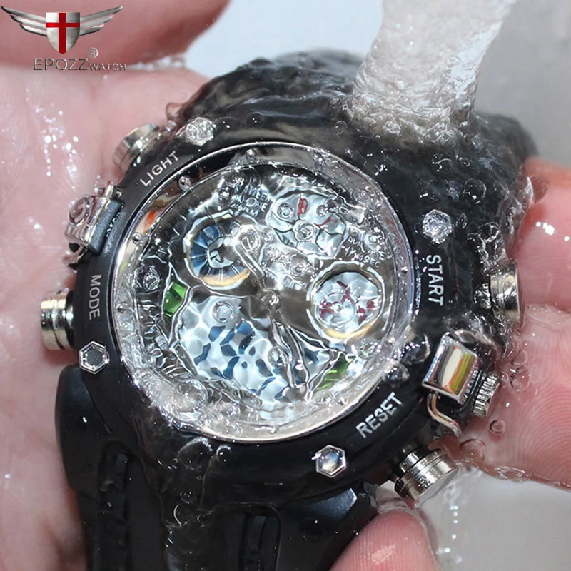 

Epozz mens military watch 2 display mode waterproof high quality Japan movement sport relogio masculino Russian soldiers style