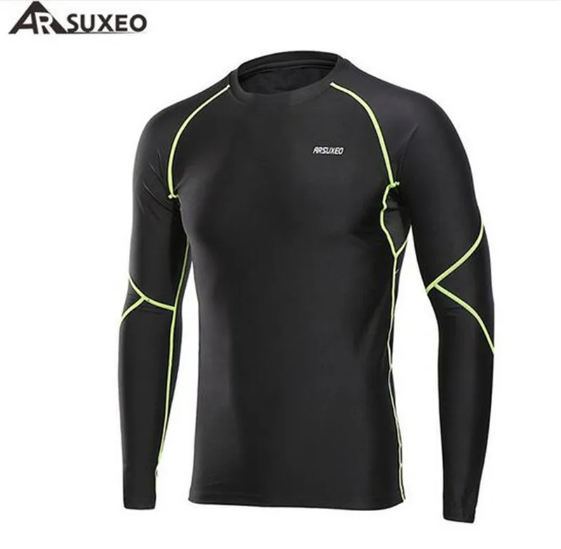 

ARSUXEO Men's Winter Warm Up Fleece Compression Shirt Base Layer Running Long Sleeves Tights Workout GYM T Shirt