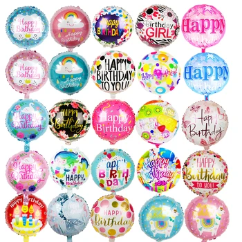 

1pc 18inch Round Foil Balloons Transparent Happy Birthday Helium Balls Birthday Party Decorations kids air globos baby shower