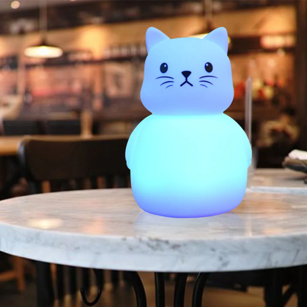SuperNight Cute Cartoon Cat Mice LED Night Light Touch Sensor Colorful Silicone Bedside Table Lamp for Children Kids Baby Gift (15)