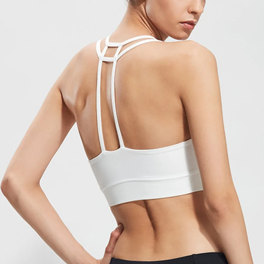 black white Push Up Sports Bra Top for Women Backless
