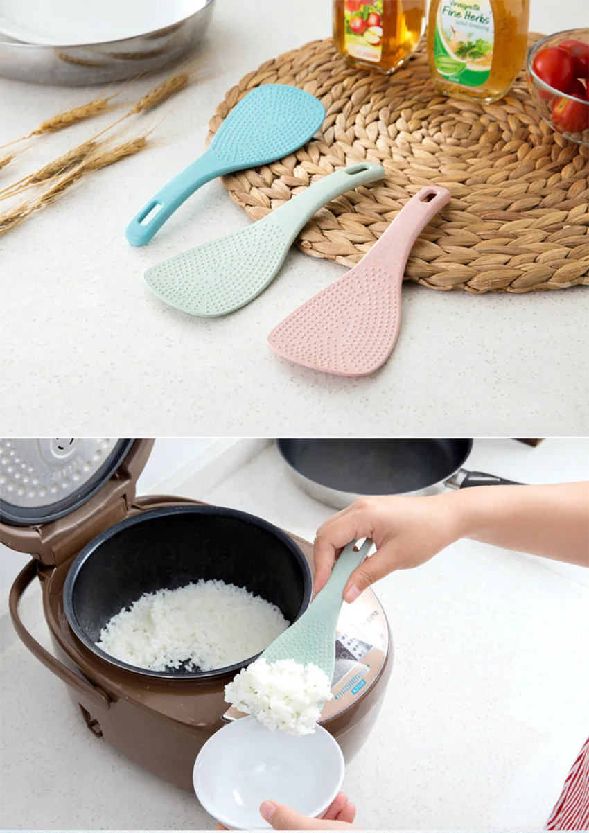 Изогнутая рисоварка Экологичная Пшеничная солома совок для риса антипригарная ложка для еды кухонная посуда рисоварка лопата ложка с крючками