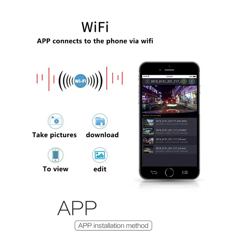 Full Hd1080p Автомобильный видеорегистратор ночного видения Wifi камера беспроводной