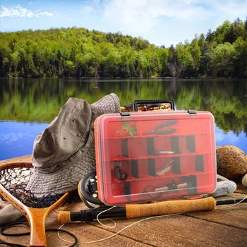 

Portable Fishing Storage Box Lure Hooks Tackle Tool Container 2 Sides Plastic Larger Storage Case