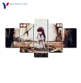

Fate Stay Night Sakura Matou 5 Panels Canvas Wall Art Anime Poster Pictures for Living Room A0039