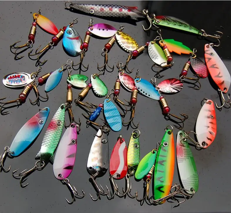 free shipping 30pcs/lot mixed designs weight fishing spoon lure isca