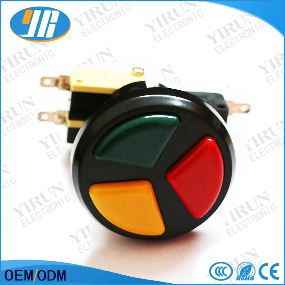 3 in 1 Round Arcade Button Triple Color Push Button with Micro Switch for Coin Operated Arcade