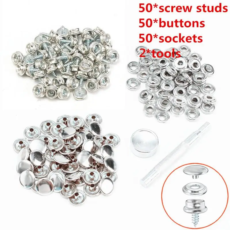 

Boat Marine Canvas Fabric Snap Cover Button Socket Kit Tent Fastener Tool Stainless Steel Snap Fastener Buttons Screw Studs Tool
