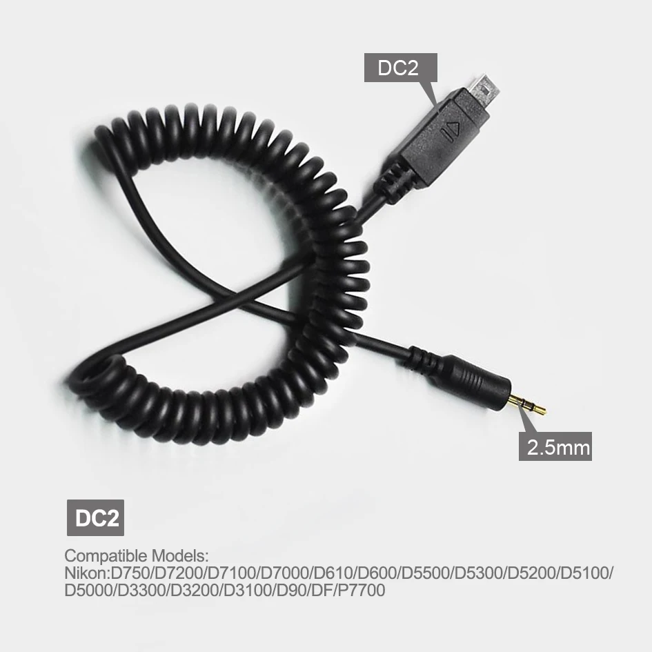 Pixel DC2-2.5mm Remote Shutter Cable for Nikon Shutter Release Connecting Cord Compatible Nikon D3100 D3200 D3300 D5000 D5100 D5200
