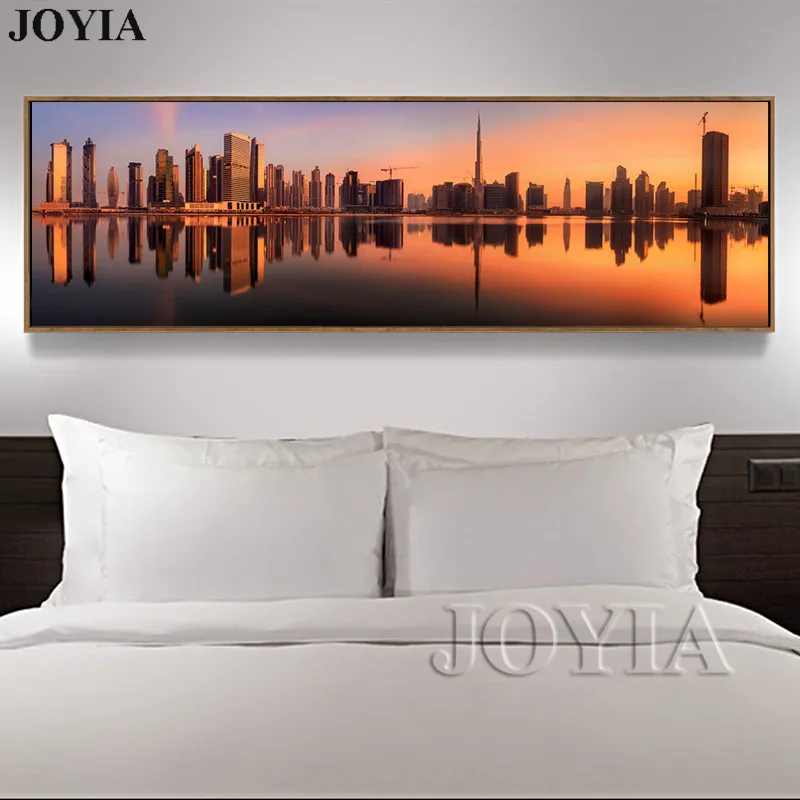 Modern Canvas Painting Wall Art The Picture For Home Decor Modernized City Skyscraper Urban Building Reflection Prints No Frame