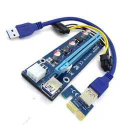 Высокое качество Новые Aadapter USB3.0 PCI Express 1x к 16x удлинитель Riser карта адаптера SATA 6Pin Мощность кабель l914 #3