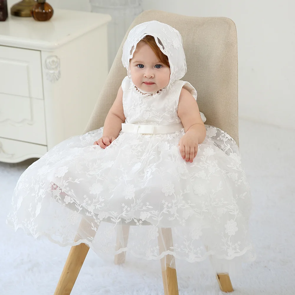 BBWOWLIN/Одежда для новорожденных платье для крещения для маленьких девочек белое платье без рукавов для рождественской вечеринки для маленьких девочек 021