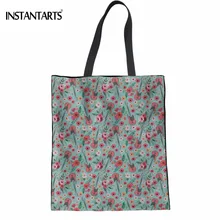 INSTANTARTS повседневные женские хлопчатобумажная хозяйственная сумка смешная электрогитара цветочный узор женская сумка для покупок мода мульти-функция сумка
