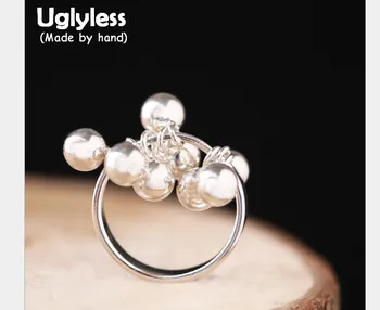 

Uglyless Real S 990 Silver Balls Charm Rings for Women Exaggerated Beading Finger Ring Fashion Exotic Tassel Fine Jewelry Bijoux