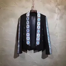 Роскошные вышивки Мужской пиджаки Для мужчин Пальто Терно Masculino Блейзер Masculino Slim Fit шоу на сцене пиджак хоста DJ DS блейзер