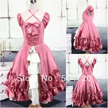 Розовое красное хлопковое милое школьное платье Лолита/платье в викторианском стиле/костюм на Хэллоуин