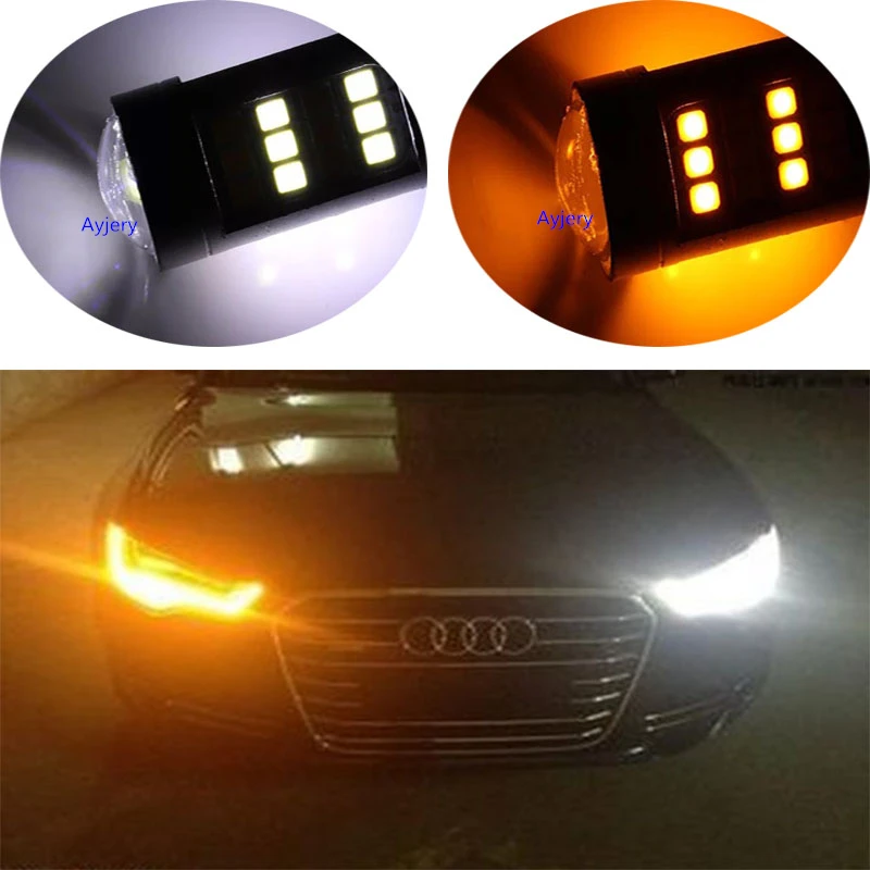 Ayjery 30 шт. W21/5 Вт T20 7443 2835 42 SMD Led автомобилей Белый/Желтый DC 12 V светодиодные автомобильные лампы парковочный фонарь заднего хода световой указатель поворота Задний фонарь