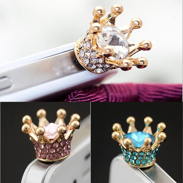 

2019 New ABAY Lightweight 3.5mm Earphone Jack Dust Plug Rhinestones Crown Anti-dust Plug for Iphone XR Cell Phone Accessories