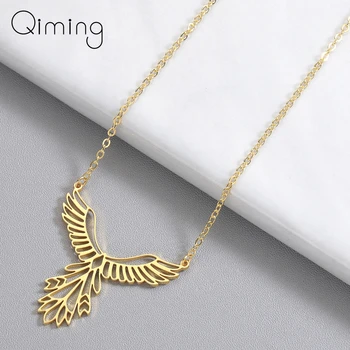 

Statement Bird Phoenix Necklace Female Women Stainless Steel Jewelry Origami Phenix Pendant Friendship Necklaces Gift
