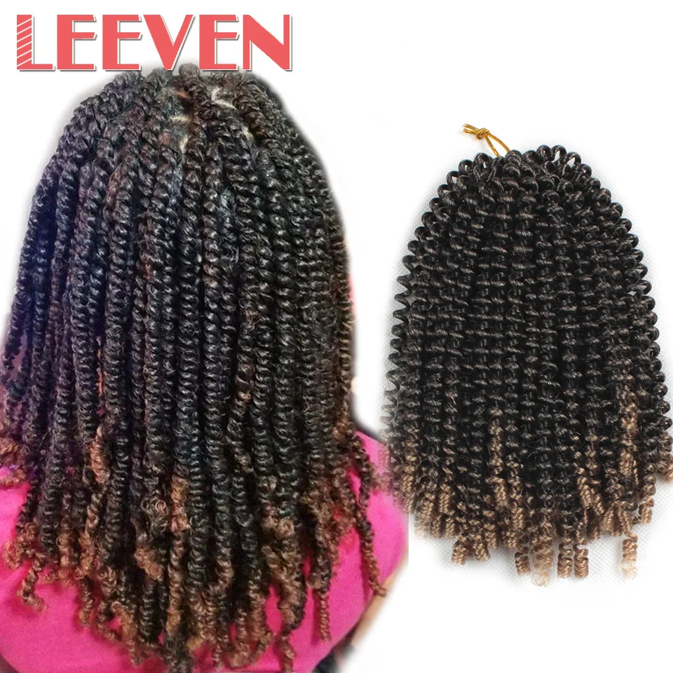 

Leeven Fluffy Spring Twist Crochet Hair Extensions 8'' passion twist Ombre Braiding Hair Synthetic Crochet Braids Hair