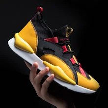

Luxury Brand Men Best Running Shoes Black Yellow Boys Athletic Shoes Rubber Sole Running Sneakers Leather Gym Outdoor Shoes