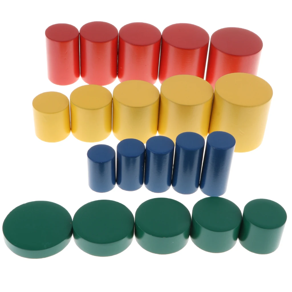4 Colors Wooden Montessori Knobless Cylinders Set, Kids Early Educational Toys Kids Wooden Toy Early Preschool Learning Toy