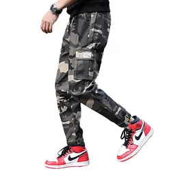 Популярные хип хоп свободные брюки-карго мужской новинка 2019 года эластичный пояс для мужчин модные повседневное мульти карман Военная
