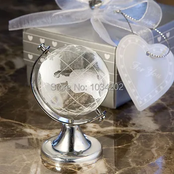

100pcs/Lot Unique Wedding Favors K9 Crystal Globe Wedding Crystal Paperweight Bridal Shower Favors Baby Party Gift Free Shipping