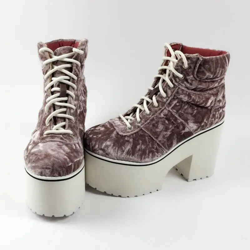 

Princess sweet lolita shoes Autumn and winter boots ice drills velvet lotus root pink and rough boots and climbing an7588