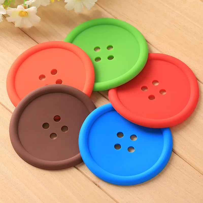 

200pcs creative home supplies soft coaster pvc coaster cute button coaster wedding gift