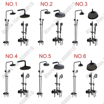 

Bathroom Black Oil Rubbed Bronze Wall Mounted Rain Shower Faucet Bathtub Mixer Tap Shower Column Set With Hand Sprayer Jhs007