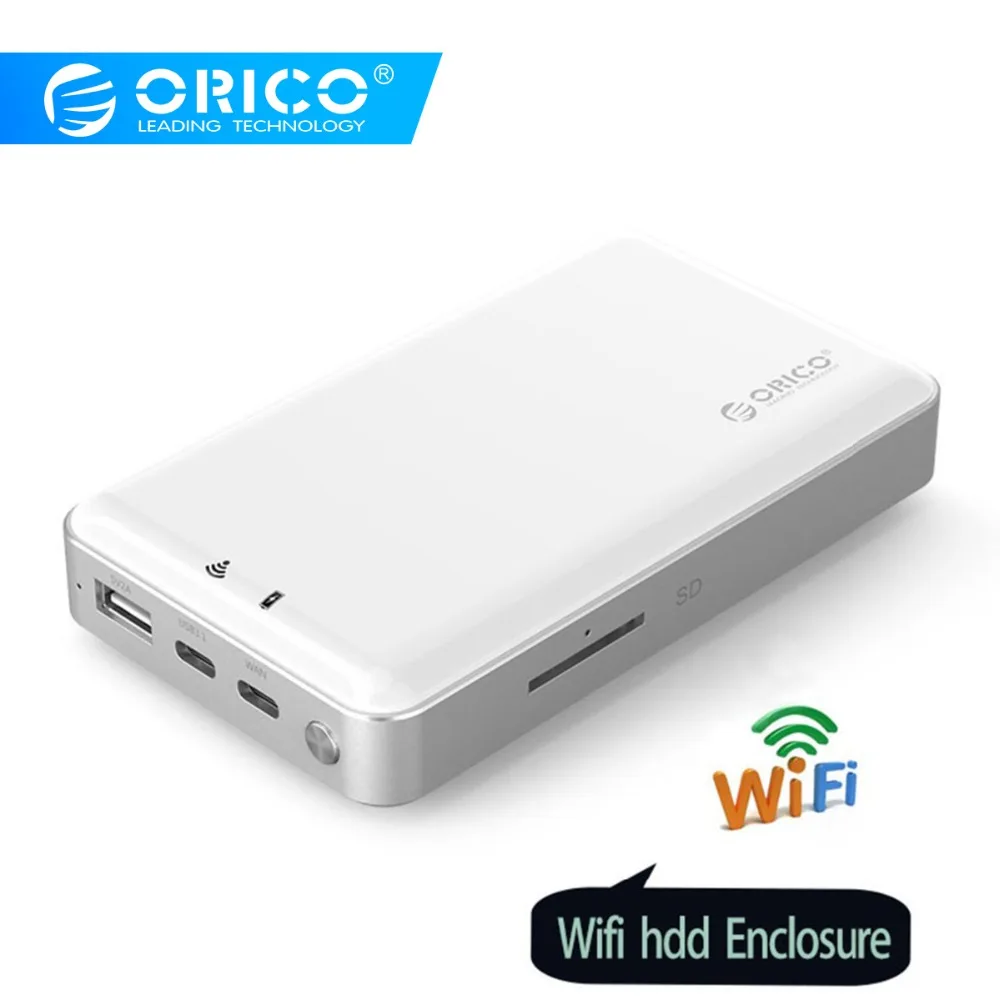  ORICO 2.5 inch Wifi HDD Enclosure Private HDD Cloud Storage Support SD/TF Card Offline Backup 8000 