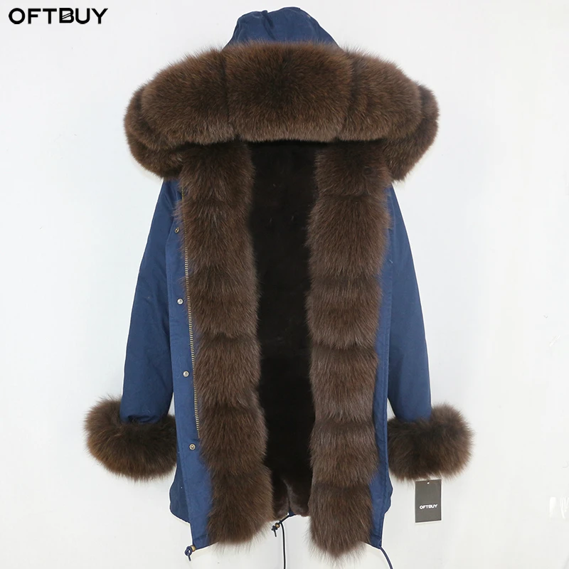 OFTBUY/2021 зимняя куртка для женщин пальто с натуральным мехом длинная парка лисьим