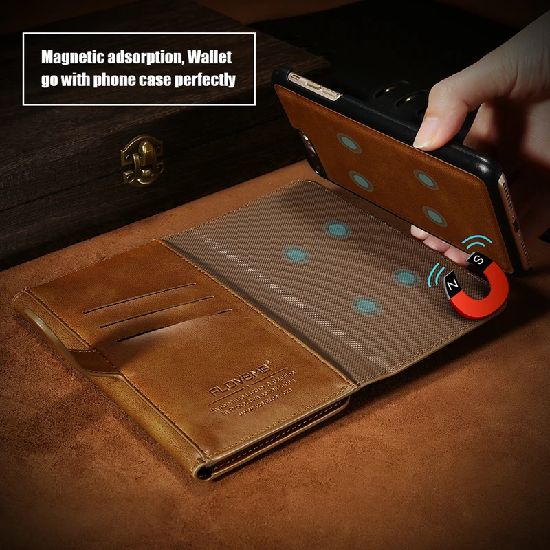 

FLOVEME Magnetic Retro PU Leather Cases For iPhone 7 8 Plus X Luxury Card Slot Pouch Bag Case Cover For iPhone 6 6s 7 Plus Coque