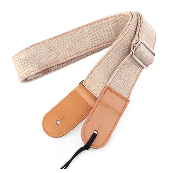 

Longteam strap 75cm-130cm width of 3.9cm cotton and linen + leather uukiri shoulder strap with a tail nail cream color