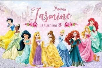 

Custom Princess Castle Tangled Belle Cinderella Birthday backdrop High quality Computer print party background
