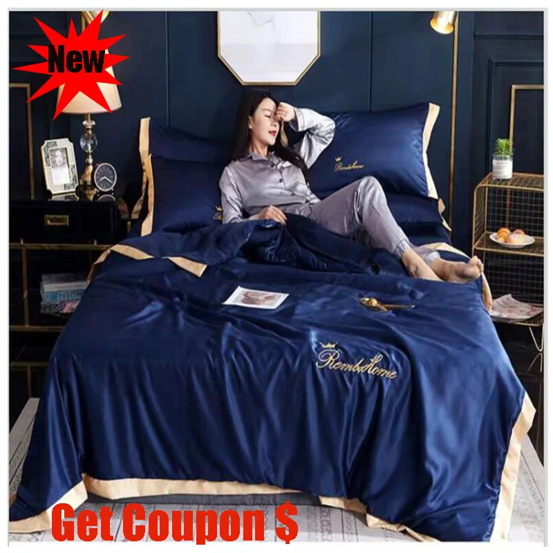 

Light extravagant washed silk summer quilt sets single pc air conditioner quilt 3 or 4pcs summer quilt pillowcase bed sheet sets