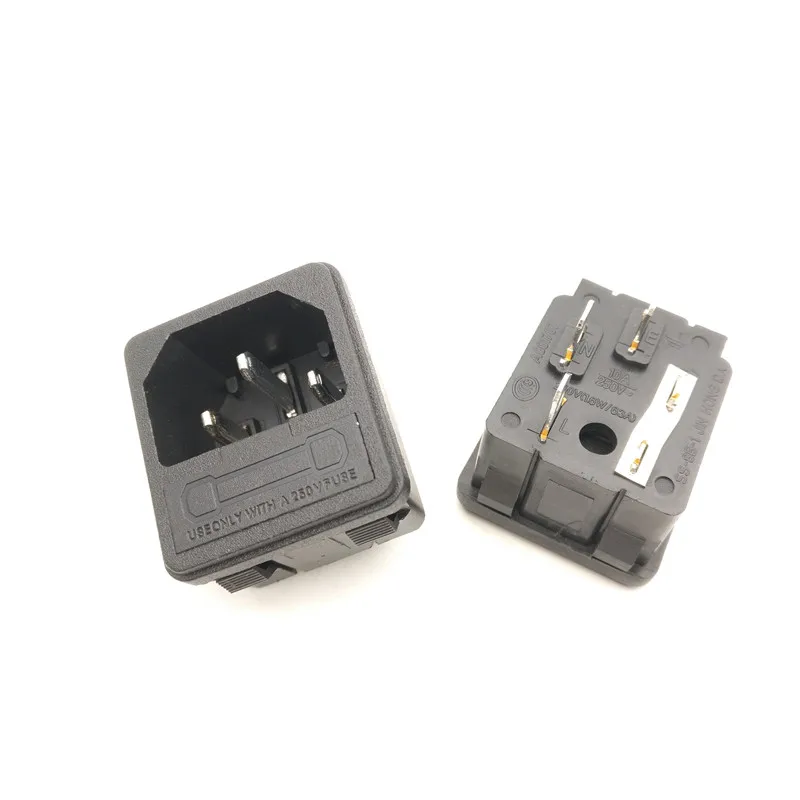 

with 10A fuse ! power socket 15A 250V ac 3 Terminal Power Socket with Fuse Holder Connector