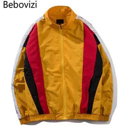 Bebovizi брендовая куртка на молнии Для мужчин лоскутное ветровка куртки осень Для мужчин улица Повседневное желтый куртки мужской пальто