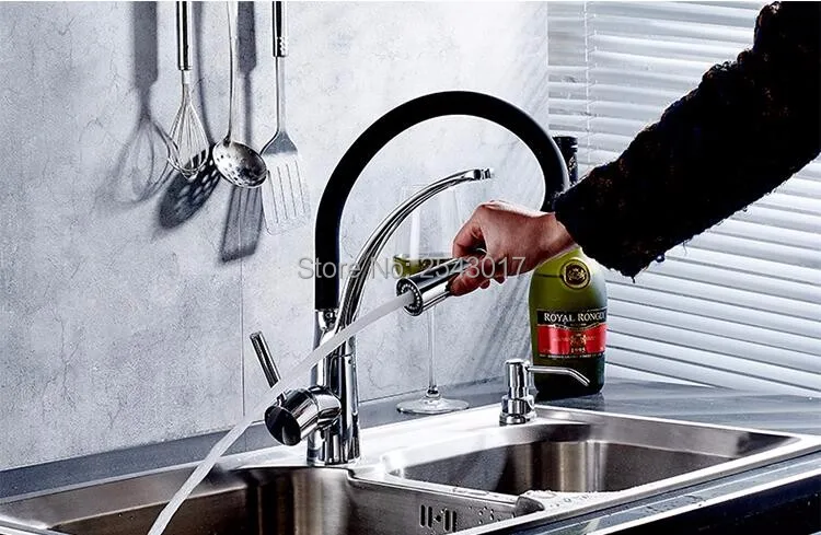 GIZERO кухонный выдвижной кран, смеситель для воды, гибкий кран, Одноручный хромированный полированный кран ZR666