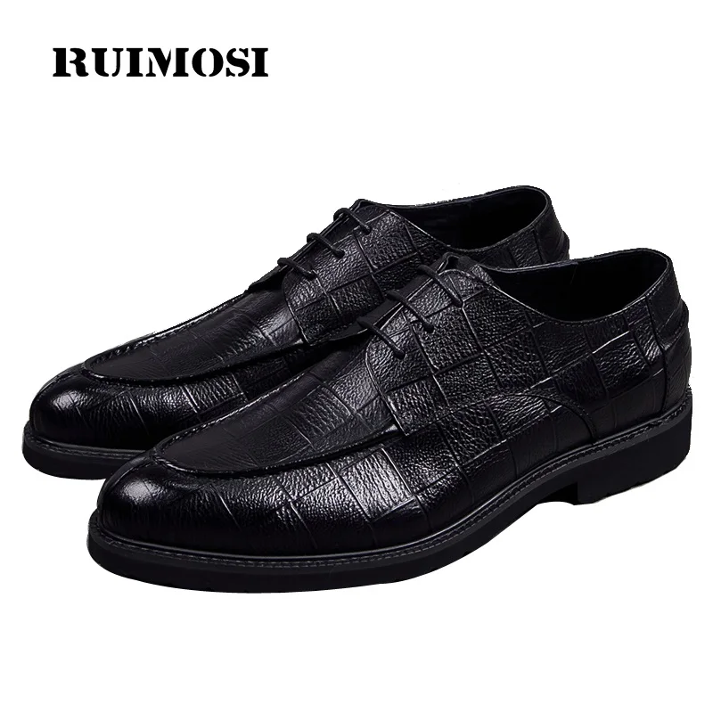 

RUIMOSI Fashion Formal Man Derby Platform Dress Shoes Genuine Leather Cow Italian Oxfords Round Toe Lace up Men's Footwear HJ13