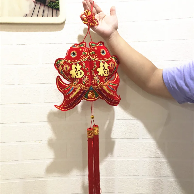 

1PC Traditional Chinese Knot Big Lucky Fishes Decor New Year Party Room Door Festival Hanging Drop Decoration Garlands
