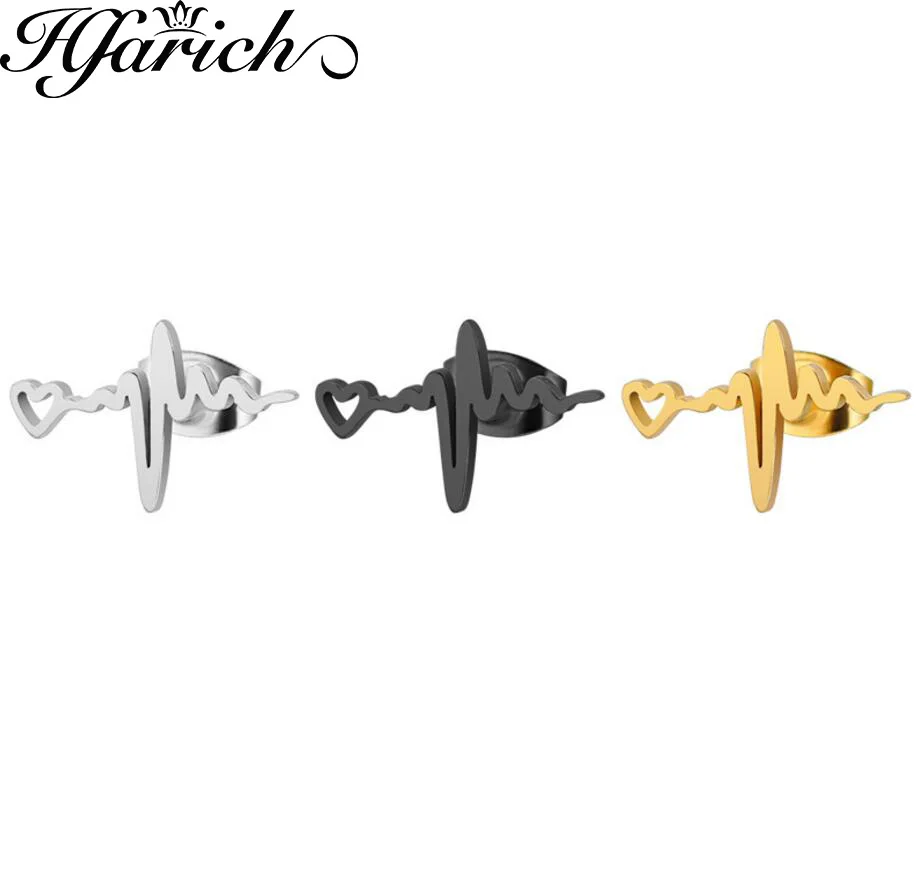Buy Hfarich Medical ECG Heartbeat Stud Earrings for