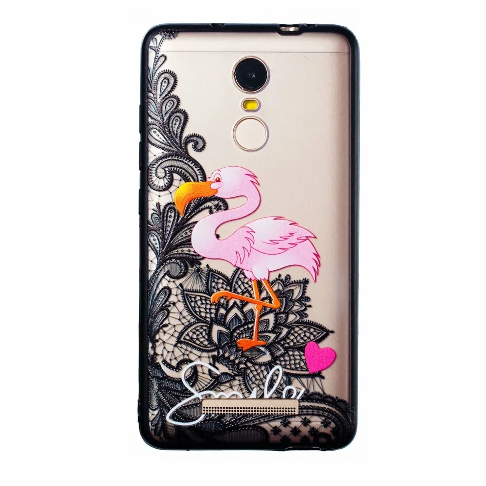 

Cartoon flamingos Matte pattern Transparent case for Xiaomi Redmi Note 3 Luxury Relief Cover for Redmi Note 4 cases coque Fundas