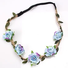 M MISM Boho Floral Headband For Women Hair Accessories New Wreath Headbands Kids Girls Rose Flowers Hair Bands Garland