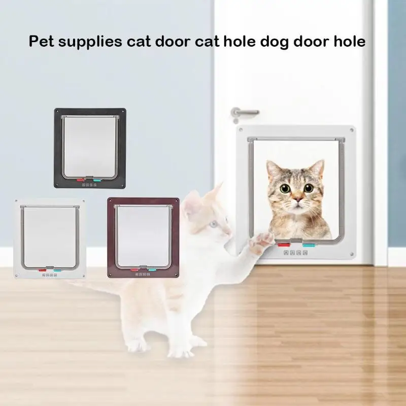 Запираемый 4 способа кота собаки безопасности лоскут двери из АБС-пластика котенок щенок домашних животных Пластик ворота небольшое животное кошка люк для собаки двери для домашних животных