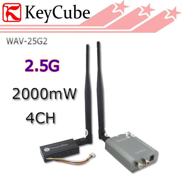 

New 2.5G 2W/2000mw Wireless 4CH Audio Video Transmitter & Receiver Kit  For FPV Real-time CCTV Camera Free Shipping