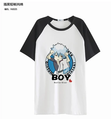 Gintama Gintoki/футболка унисекс с коротким рукавом для костюмированной вечеринки; - Цвет: 4